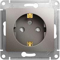 Розетка с заземлением без рамки Systeme Electric Glossa 1-м. шторки платина картинка